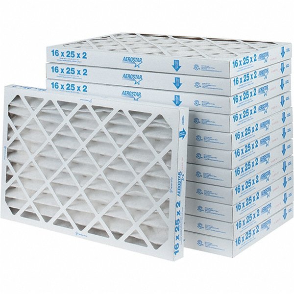 Morror 16 x 25 x 2, MERV 8, 3537 Efficiency, WireBacked Pleated Air Filter  Case of 12 MRO40102790